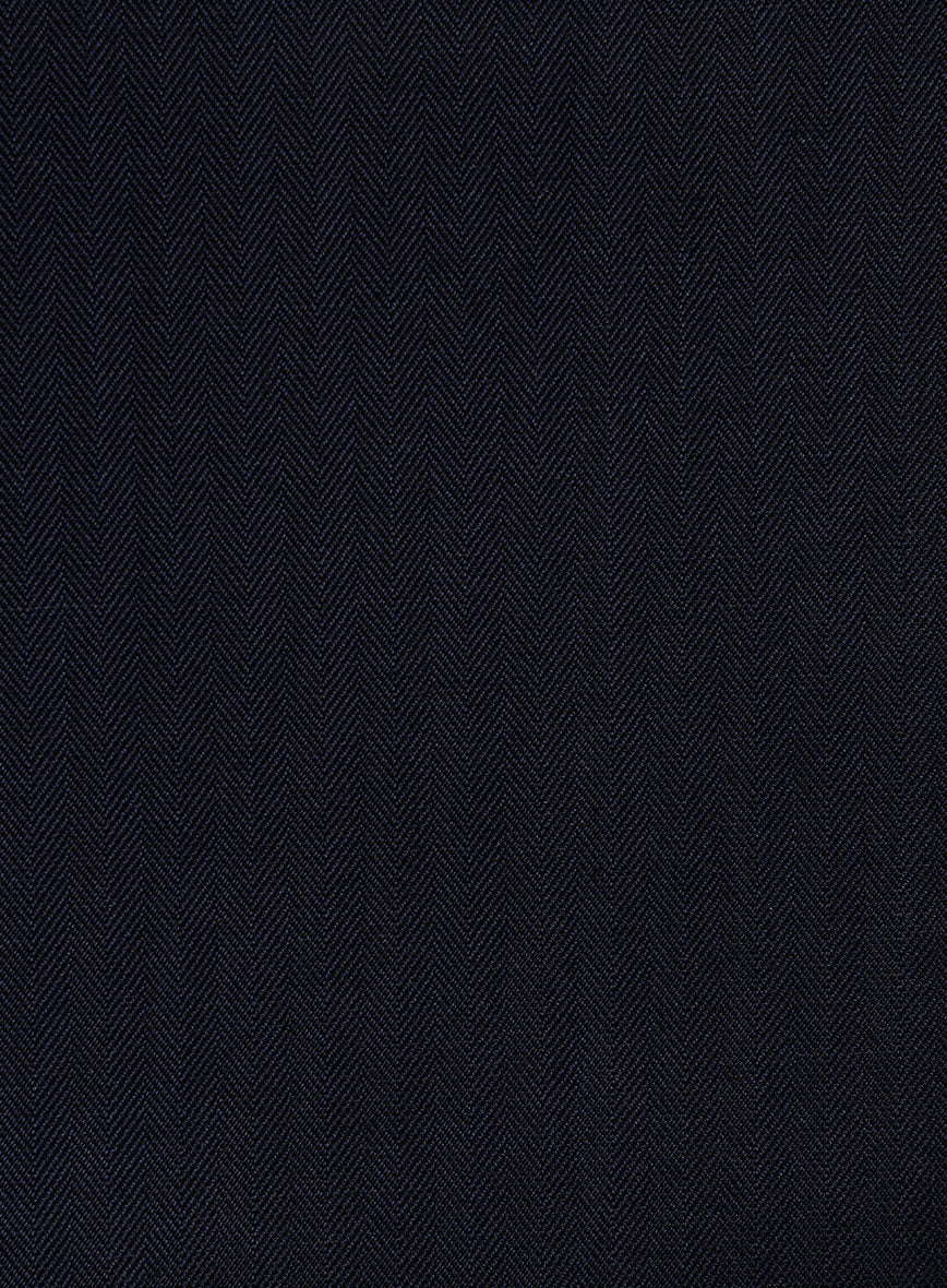 Italian Blue Herringbone Cotton Pants - Image 3