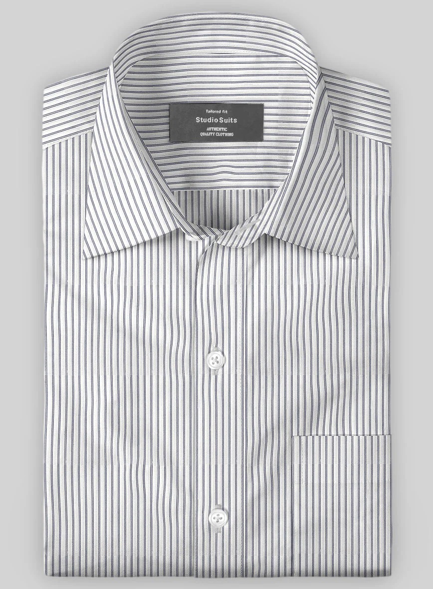 Italian Dark Blue Candy Stripe Shirt