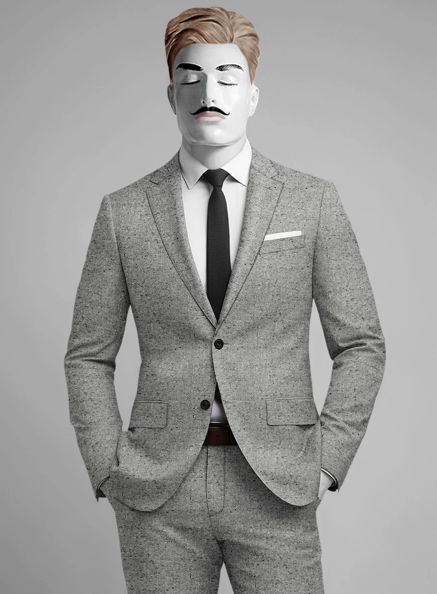 Italian Donegal Light Gray Wool Suit - Image 3