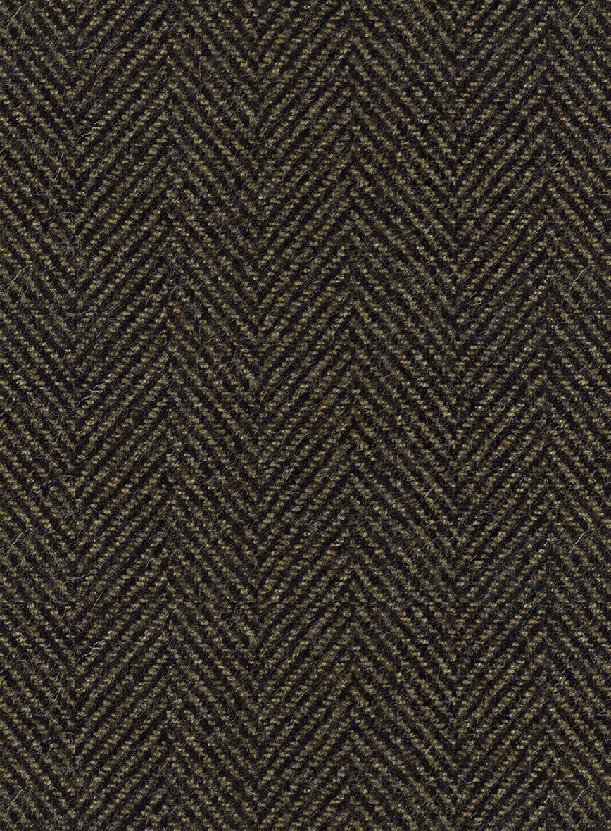 Italian Highlander Army Green Herringbone Tweed Jacket - Image 4