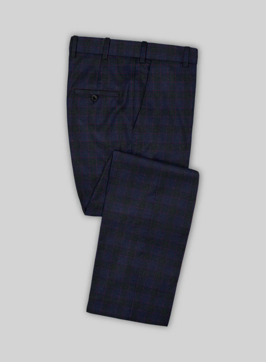 Italian Lark Indigo Blue Checks Flannel Suit - Image 6