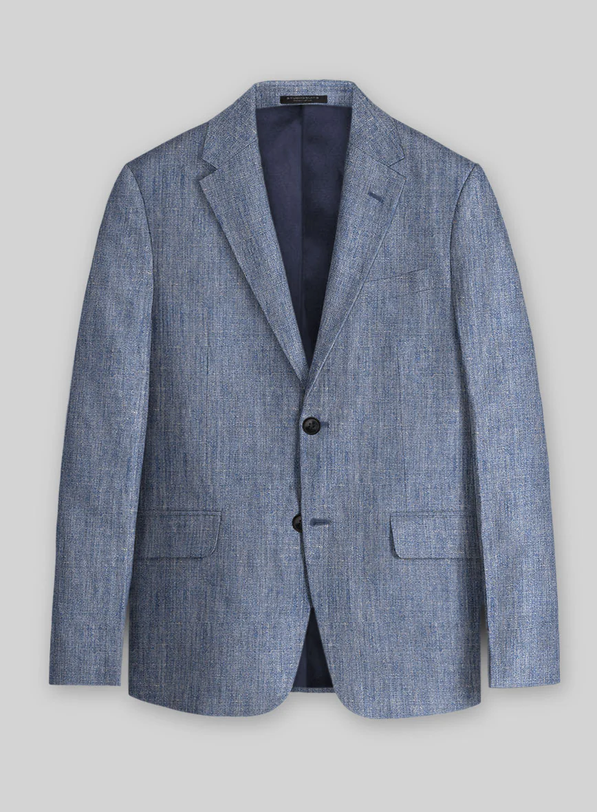 Italian Linen Artisanal Light Blue Suit - Image 3