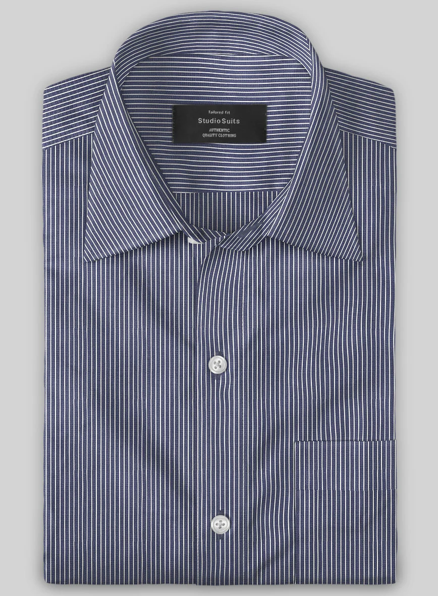 Italian Lombardo Dusk Blue Pinstripe Shirt