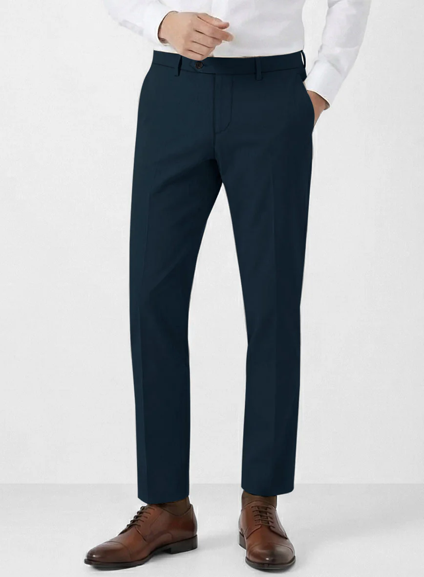 Italian Marine Blue Cotton Stretch Pants