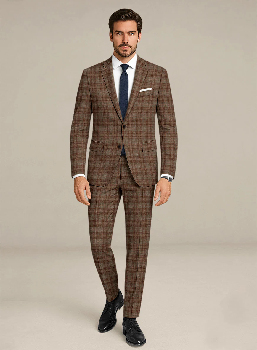 Italian Murano Basto Brown Wool Linen Silk Suit