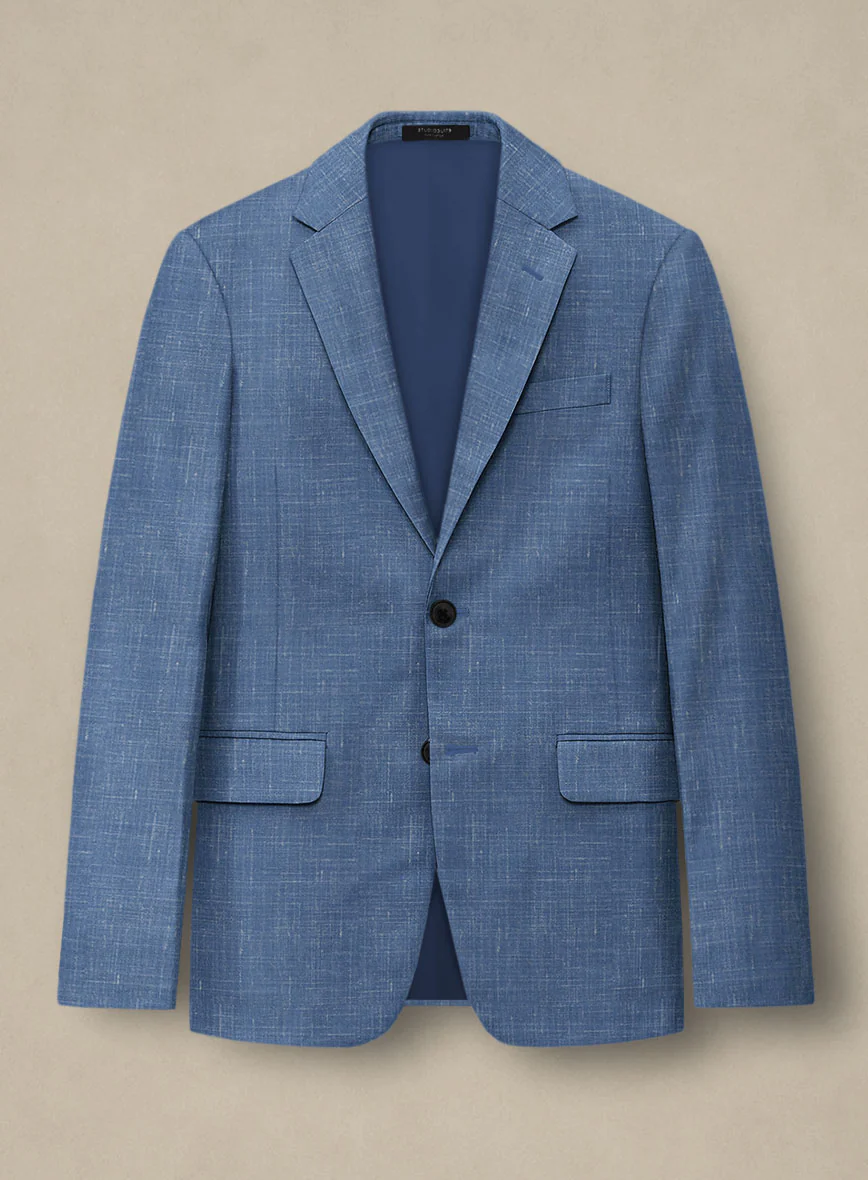 Italian Murano Cadel Blue Wool Linen Jacket