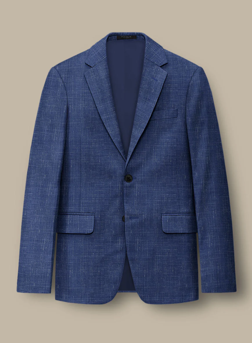 Italian Murano Cobalt Blue Wool Linen Suit - Image 3
