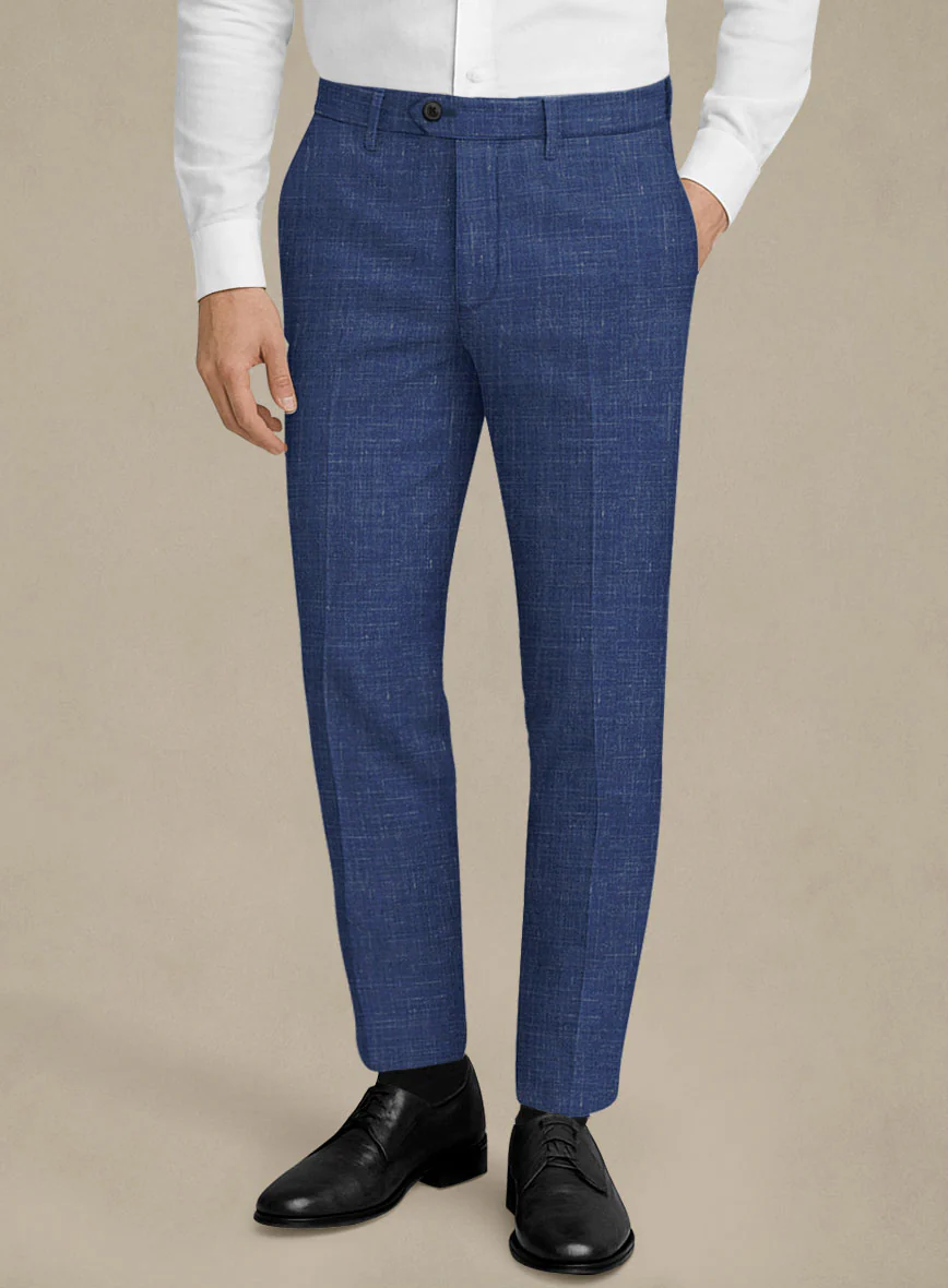 Italian Murano Cobalt Blue Wool Linen Suit - Image 6