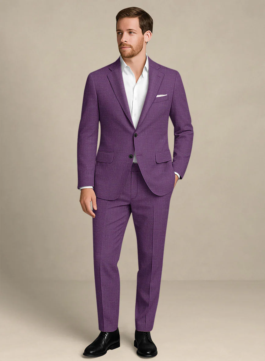 Italian Murano Eggplant Wool Linen Suit