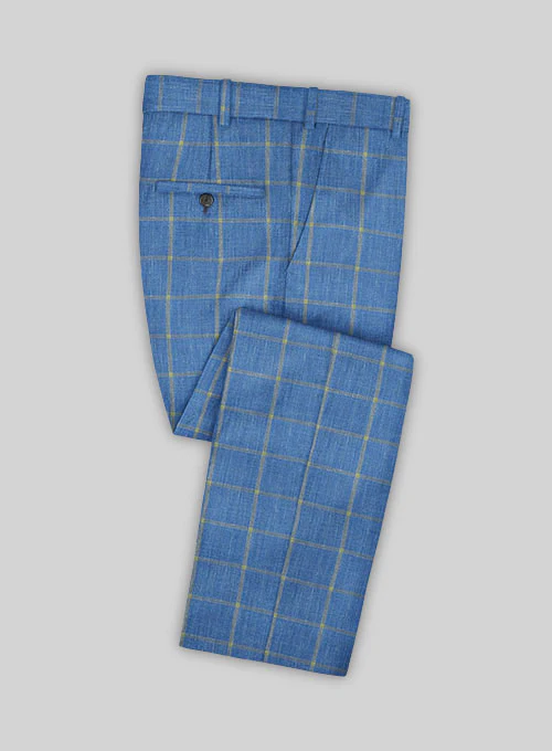 Italian Murano Eginda Blue Wool Pants