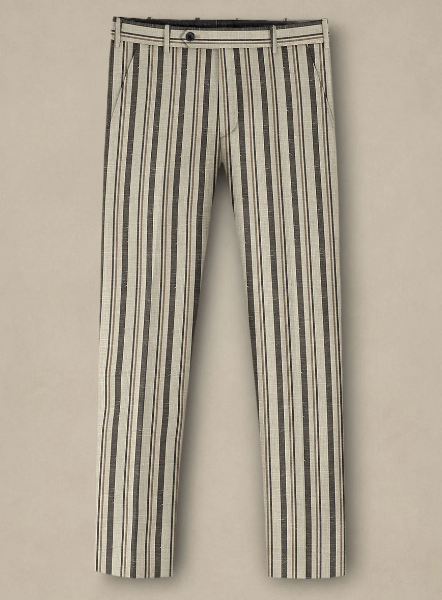 Italian Murano Emario Stripe Wool Linen Silk Suit - Image 5