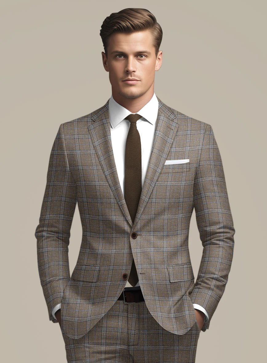 Italian Murano Igelu Brown Wool Linen Silk Suit - Image 4