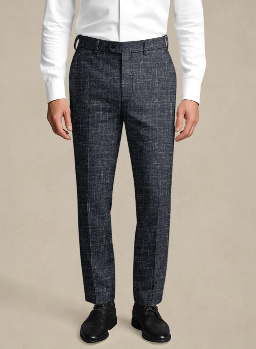 Italian Murano Indigo Blue Wool Linen Pants