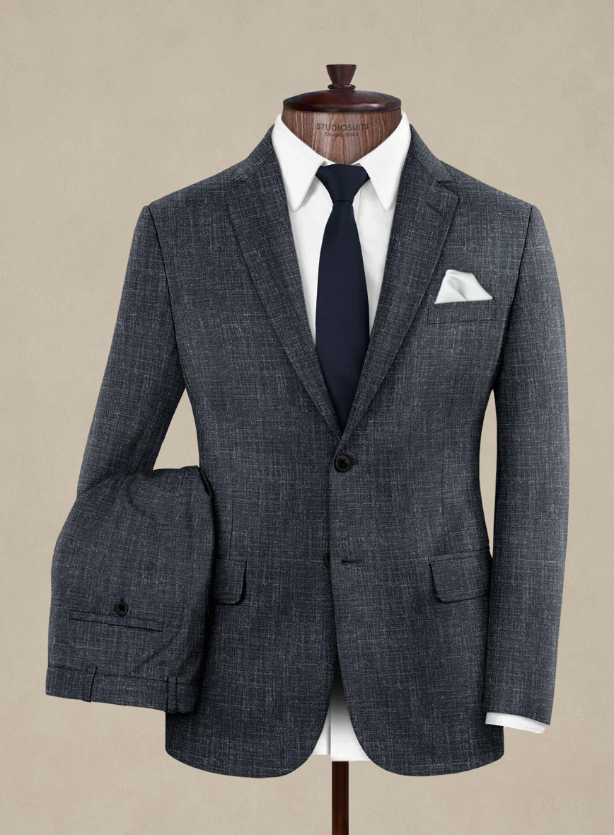 Italian Murano Indigo Blue Wool Linen Suit - Image 2