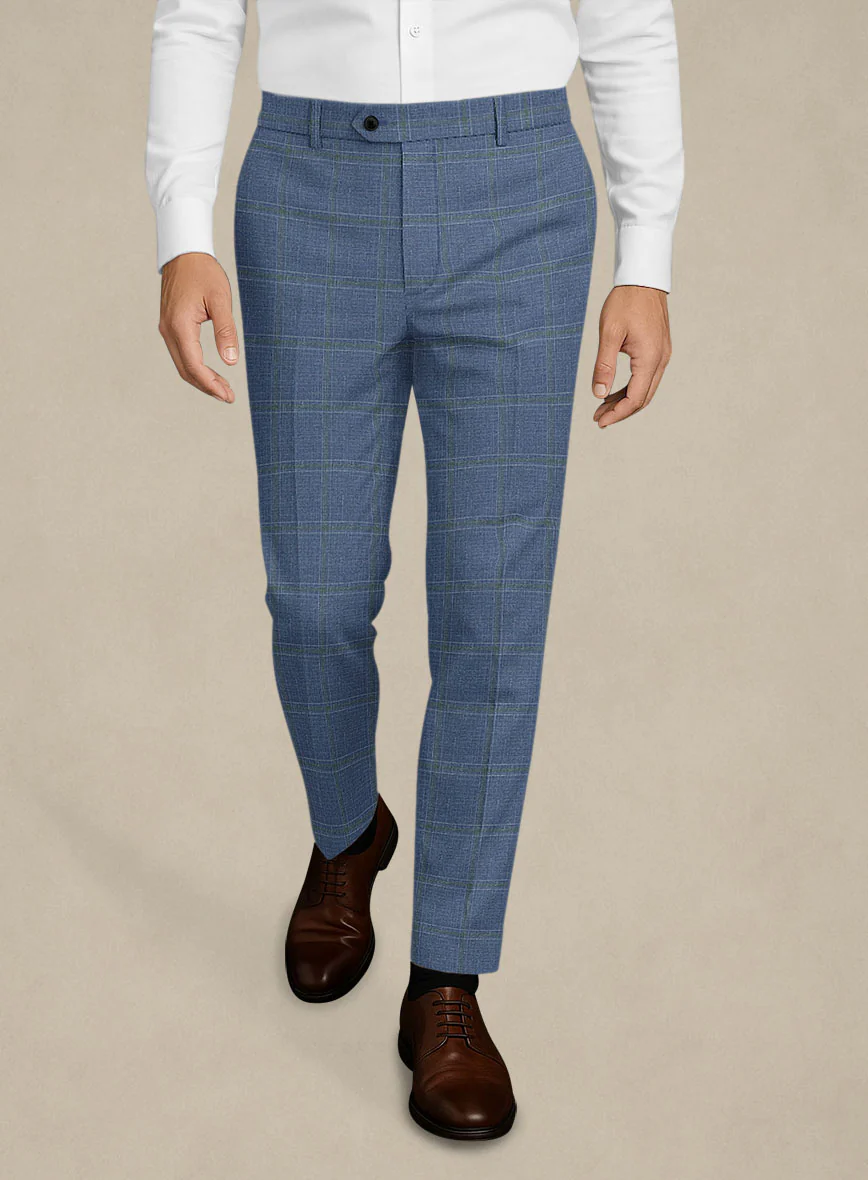 Italian Murano Ivarno Blue Wool Linen Silk Pants