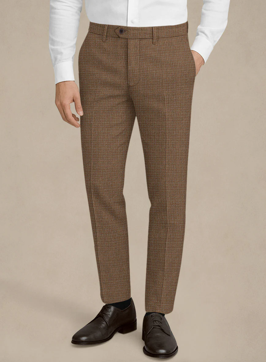 Italian Murano Karilo Brown Wool Linen Silk Pants