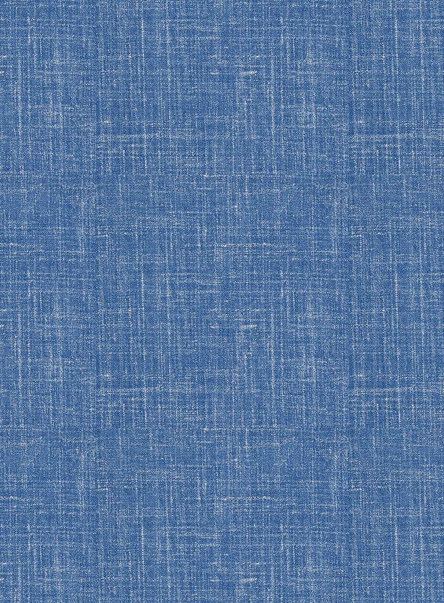 Italian Murano Portland Blue Wool Linen Pants - Image 3