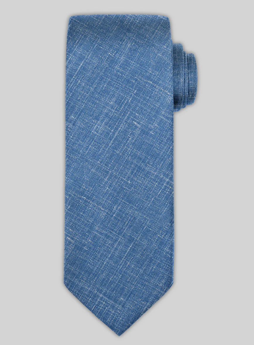 Italian Murano Wool Linen Tie -  Portland Blue