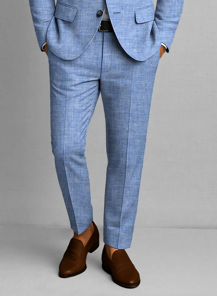 Italian Nile Blue Linen Pants - Image 2