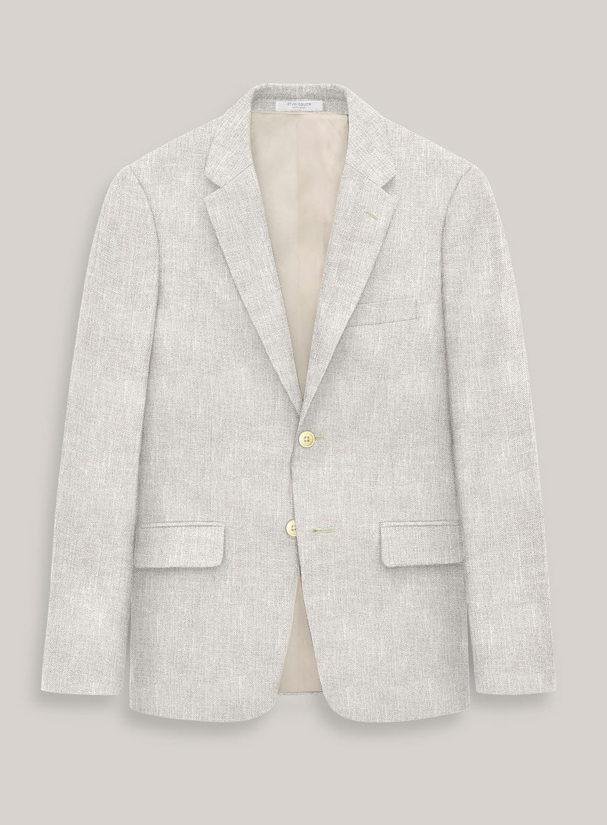 Italian Prato Beige Sharkskin Linen Jacket