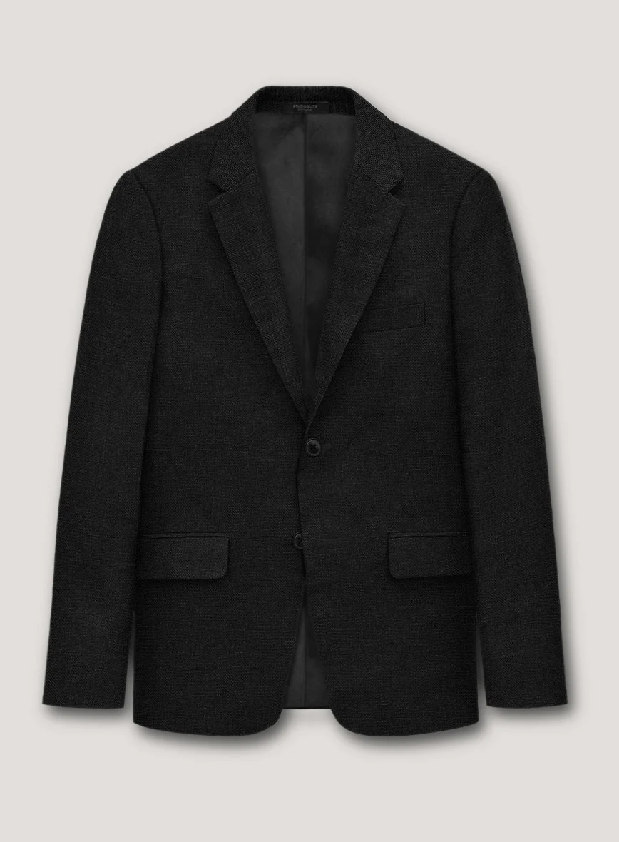Italian Prato Black Dobby Linen Jacket