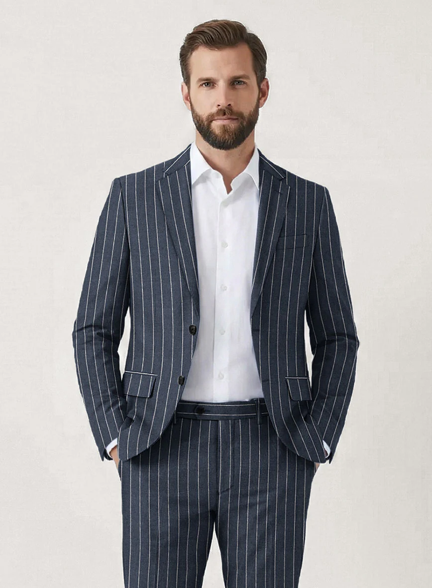Italian Prato Bluecrest Stripe Linen Jacket - Image 2