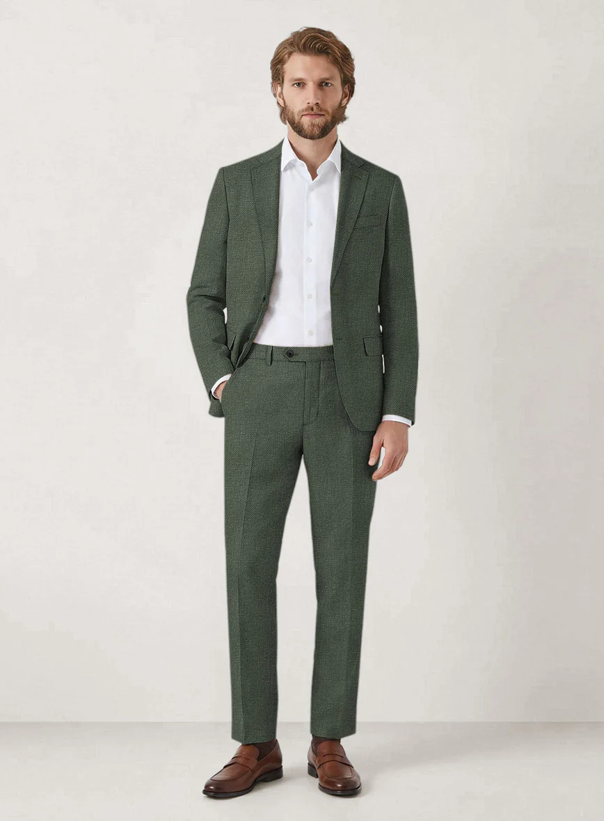Italian Prato Green Dobby Linen Suit