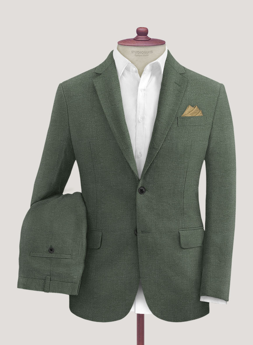 Italian Prato Green Dobby Linen Suit - Image 2