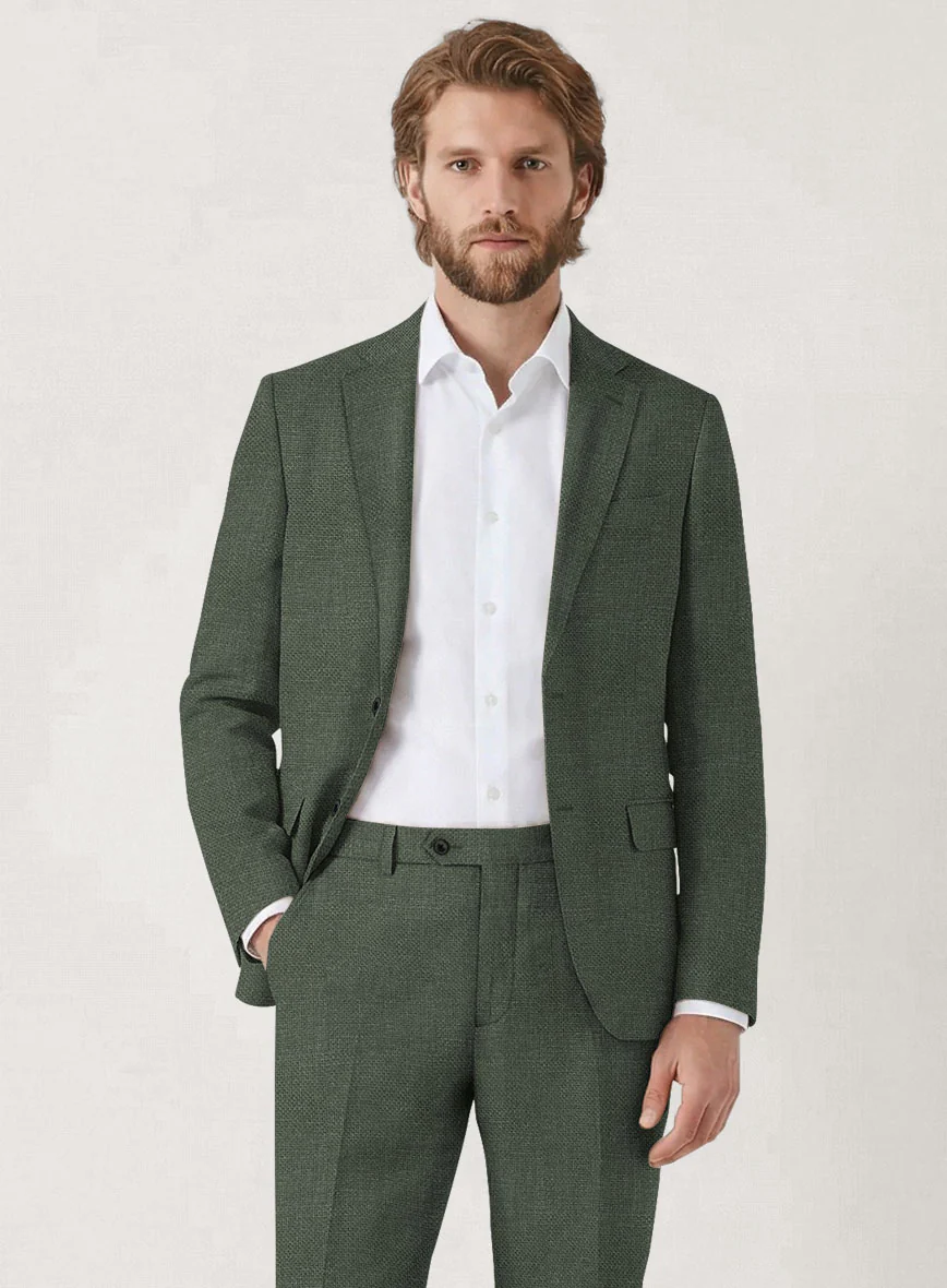 Italian Prato Green Dobby Linen Suit - Image 4