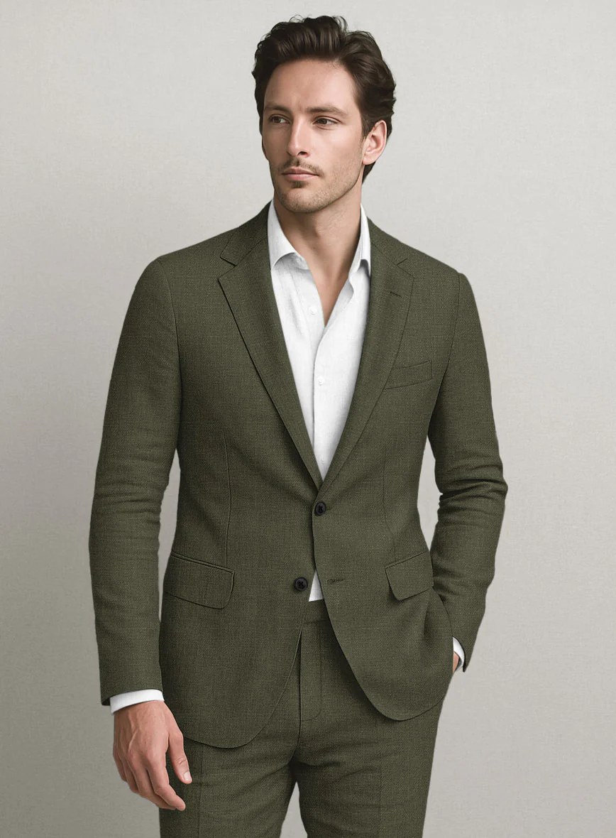 Italian Prato Green Linen Jacket - Image 2