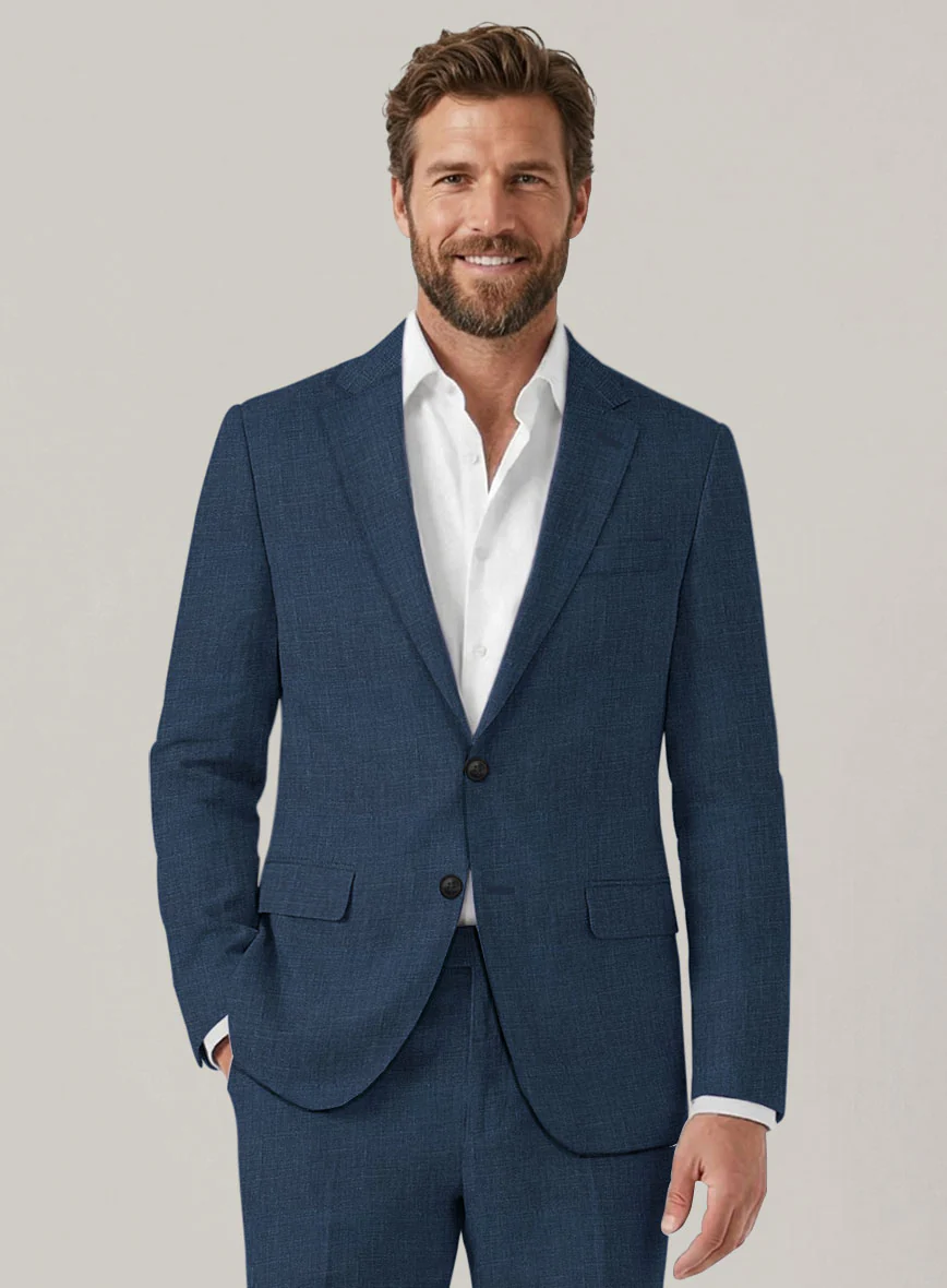 Italian Prato Indigo Blue Linen Suit - Image 3