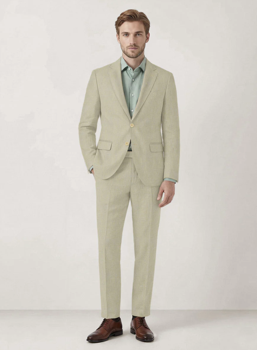Italian Prato Khaki Linen Suit