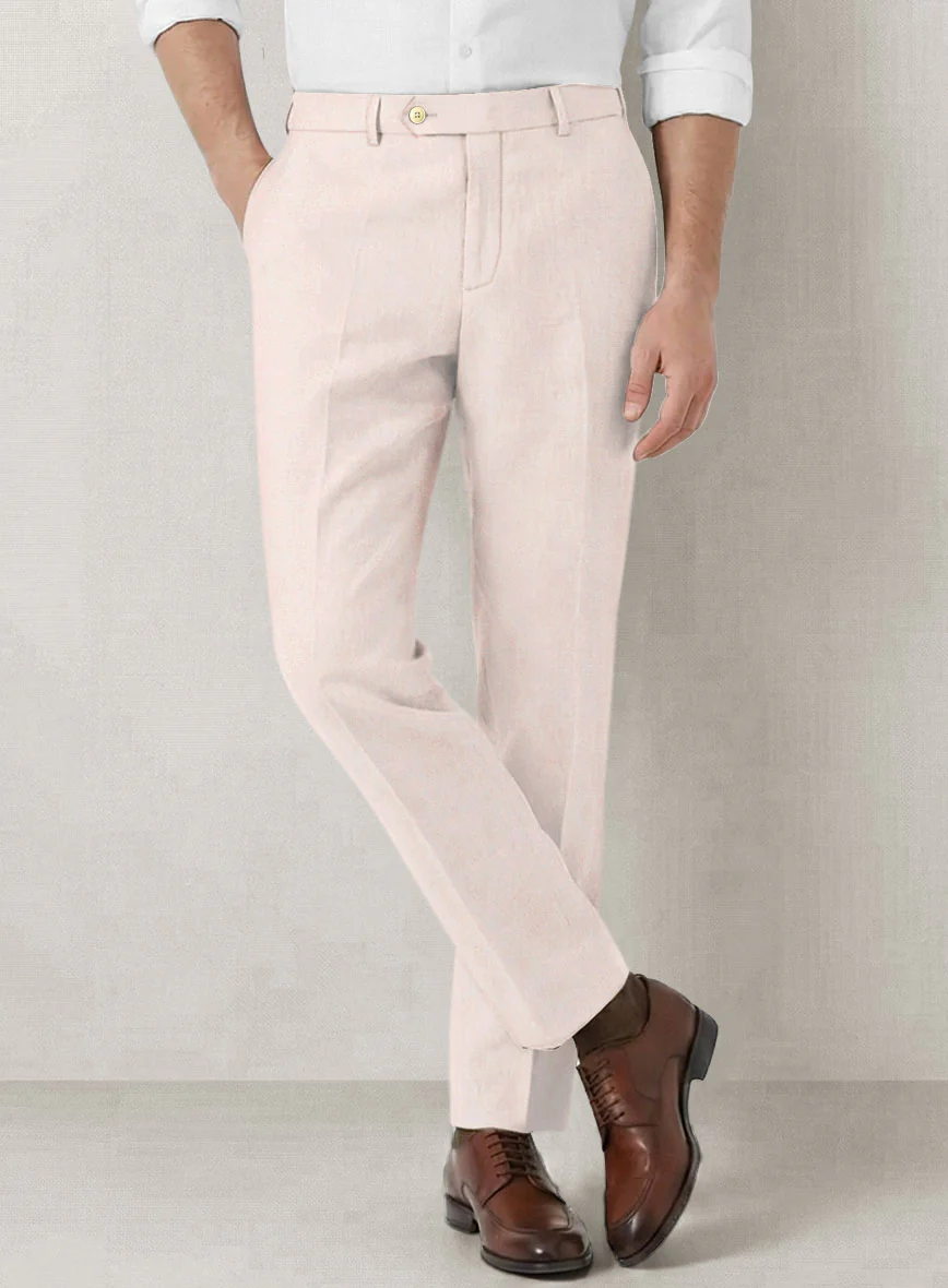 Italian Prato Light Pink Linen Pants