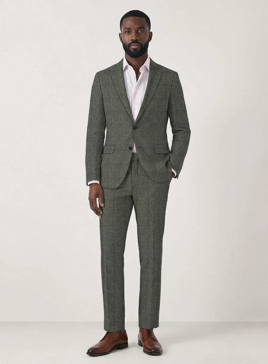 Italian Prato Olive Glen Linen Suit