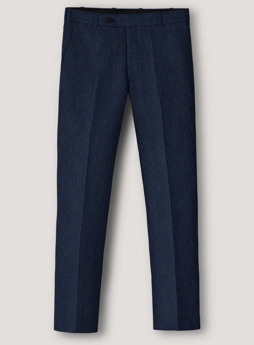 Italian Prato Royal Blue Glen Linen Pants - Image 2