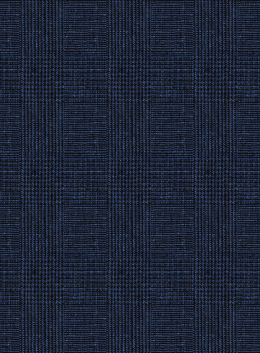 Italian Prato Royal Blue Glen Linen Pants - Image 4