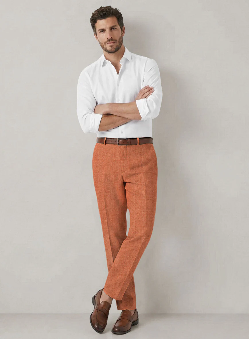 Italian Prato Terracotta Linen Pants - Image 3