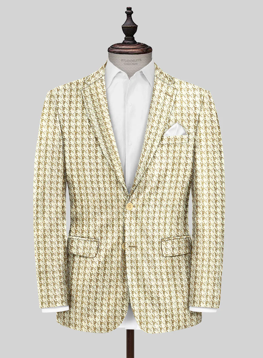 Italian Silk Golden Houndstooth Jacket