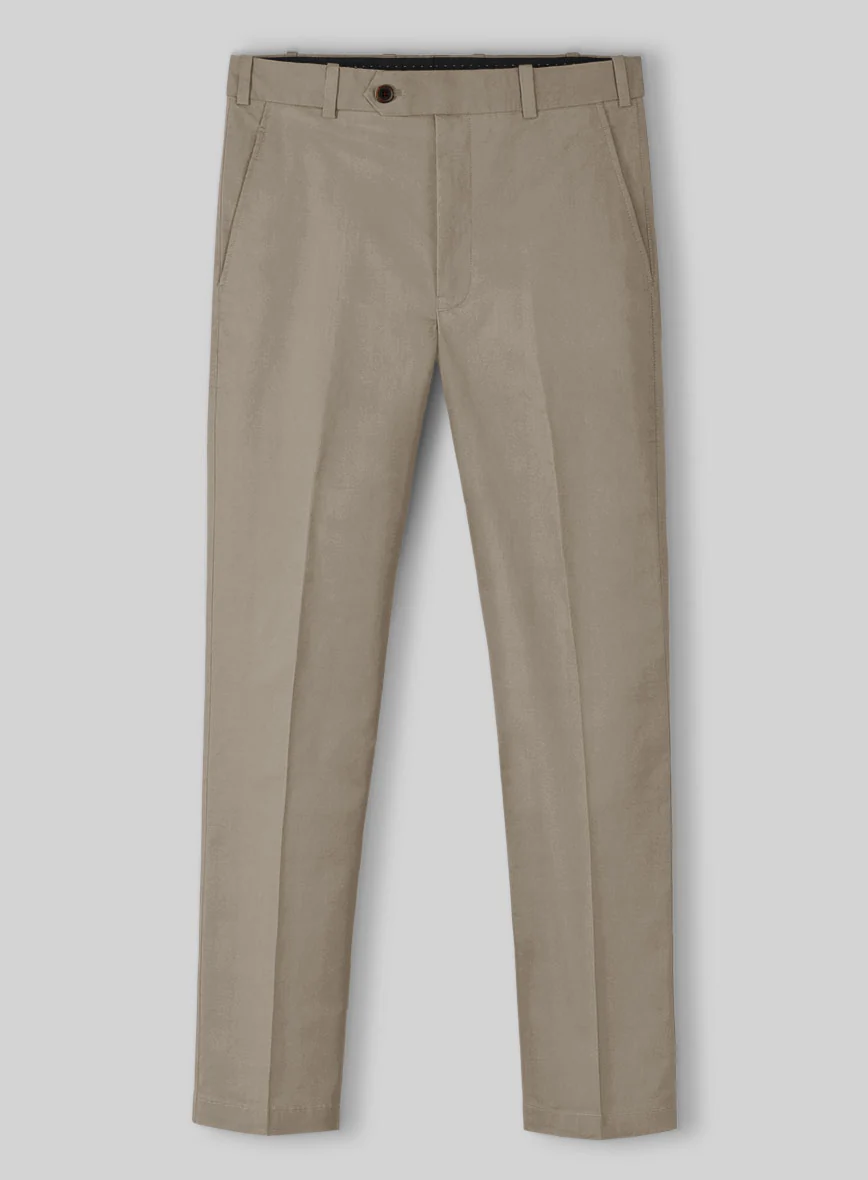 Italian Stone Khaki Cotton Stretch Pants - Image 2