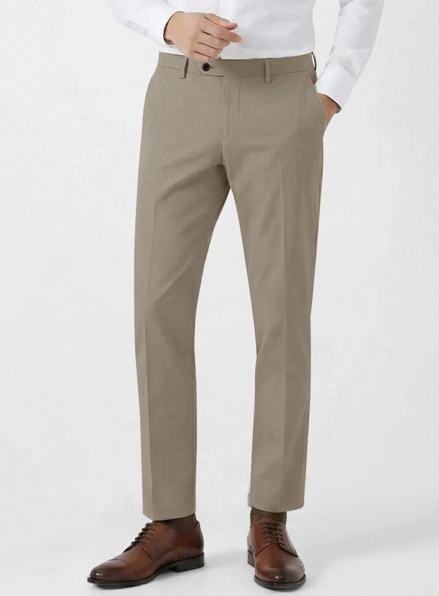 Italian Stone Khaki Cotton Stretch Pants