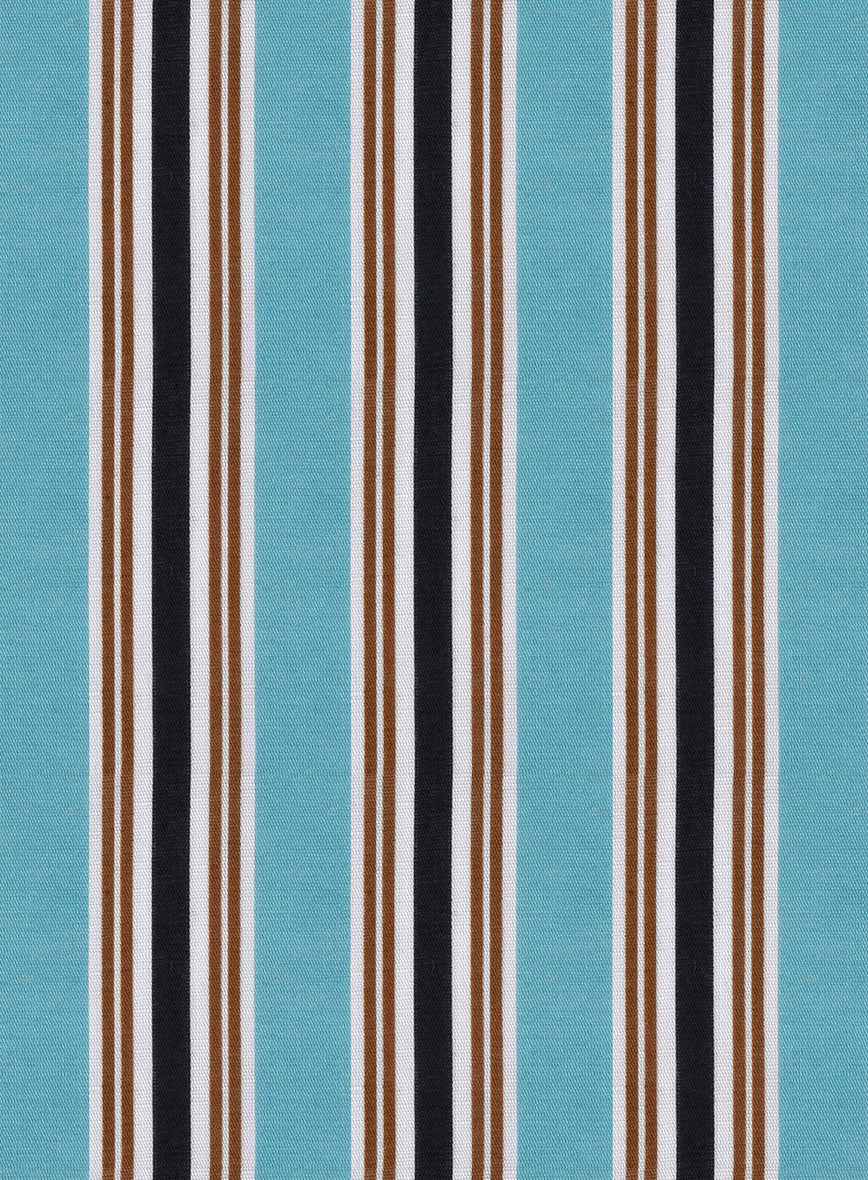 Italian Striped Blue Summer Linen Shirt - Image 5