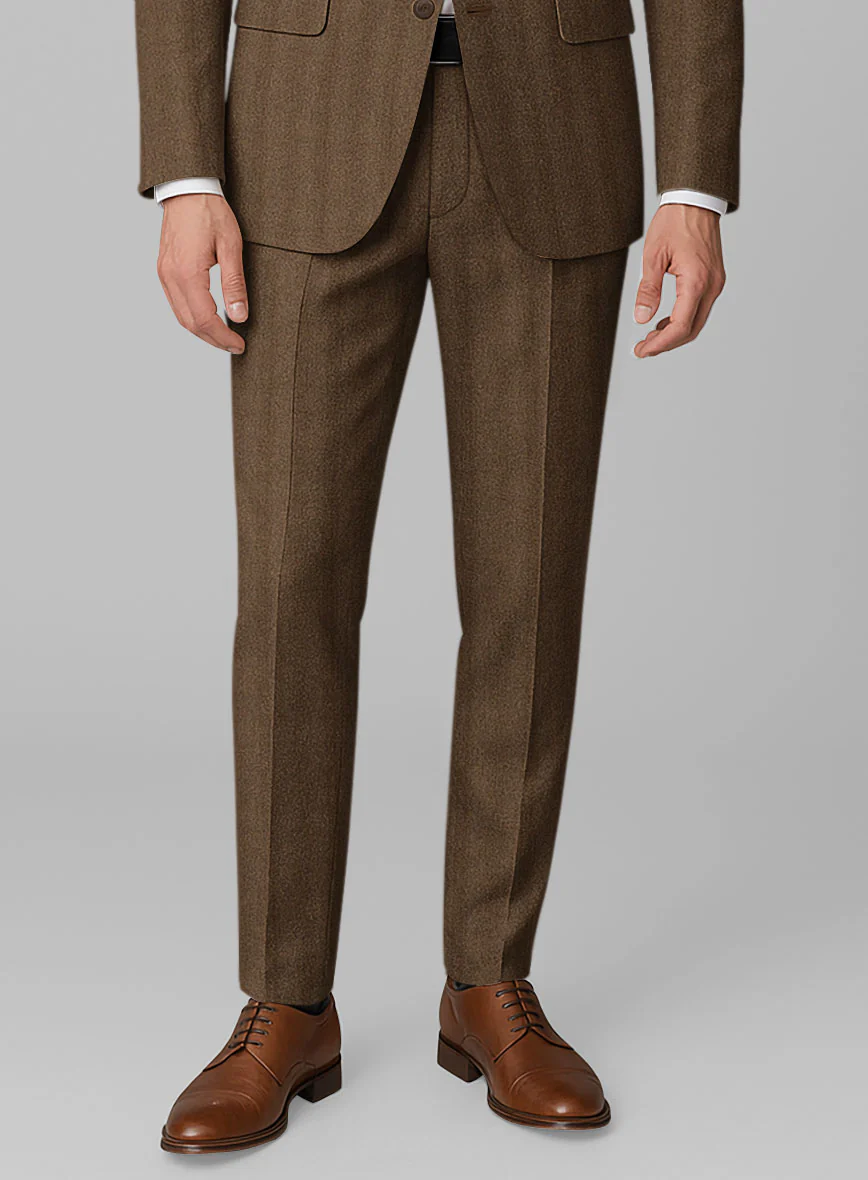 Italian Wide Herringbone Brown Tweed Suit - Image 6