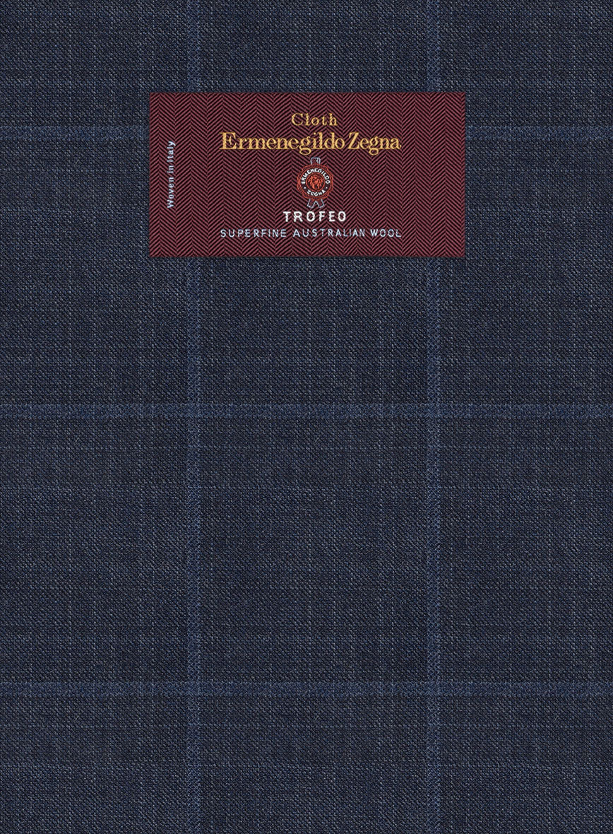Lanificio Zegna Trofeo Bonsus Blue Checks Wool Suit - Image 5