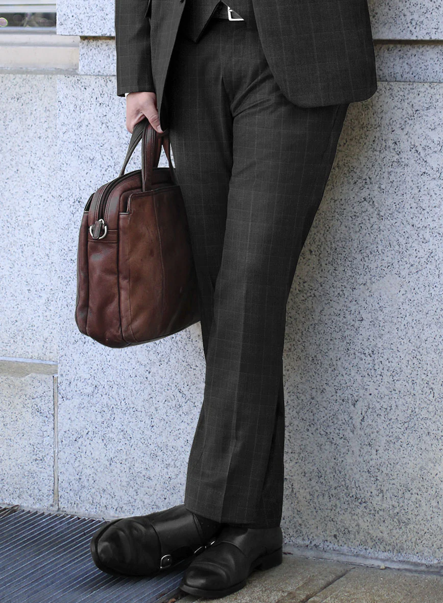 Lanificio Zegna Trofeo Bonsus Charcoal Checks Wool Suit - Image 4