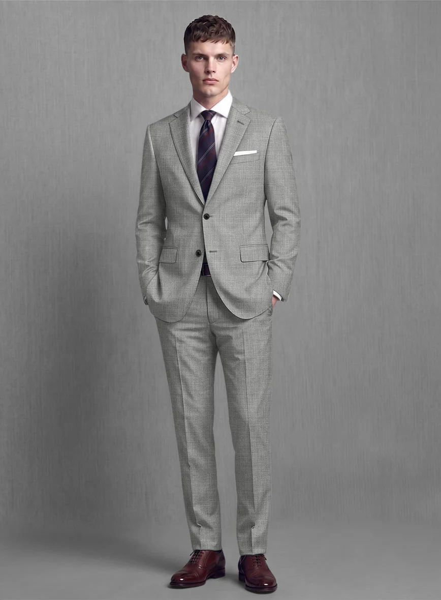 Lanificio Zegna Trofeo Sharkskin Light Gray Wool Suit