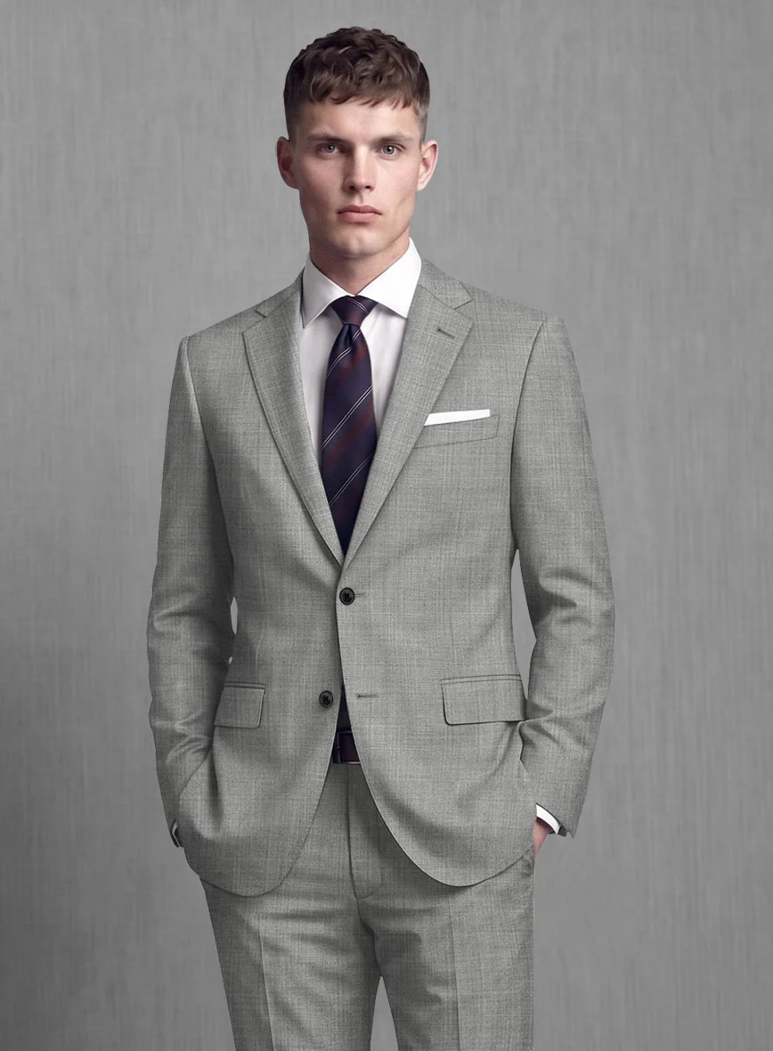 Lanificio Zegna Trofeo Sharkskin Light Gray Wool Suit - Image 4