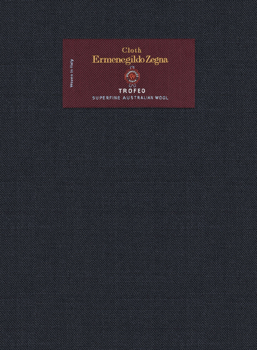Lanificio Zegna Trofeo Sharkskin Navy Blue Wool Suit - Image 11