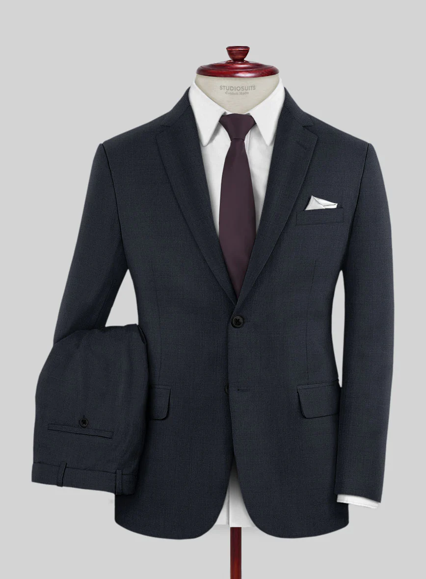 Lanificio Zegna Trofeo Sharkskin Navy Blue Wool Suit - Image 2