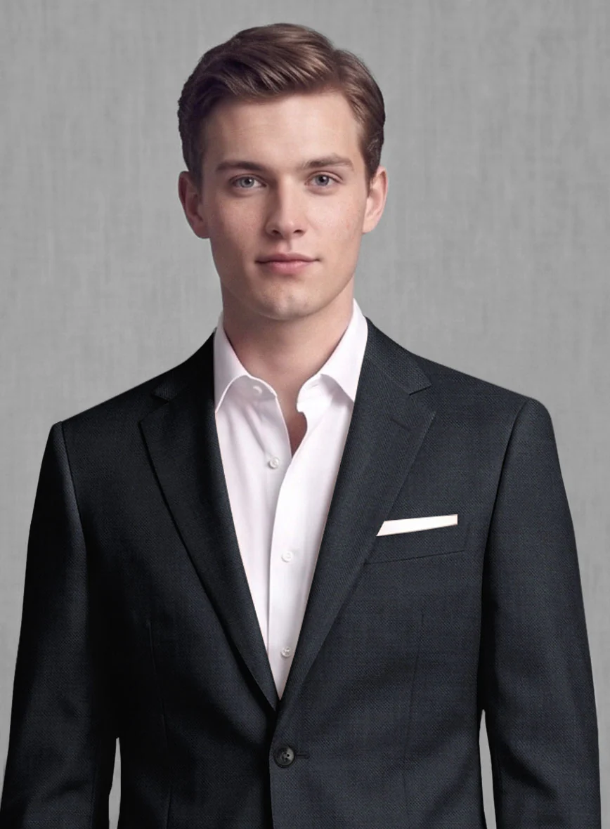 Lanificio Zegna Trofeo Sharkskin Navy Blue Wool Suit - Image 6