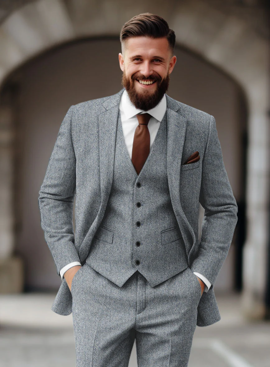 Light Blue Denim Tweed Suit - Image 3